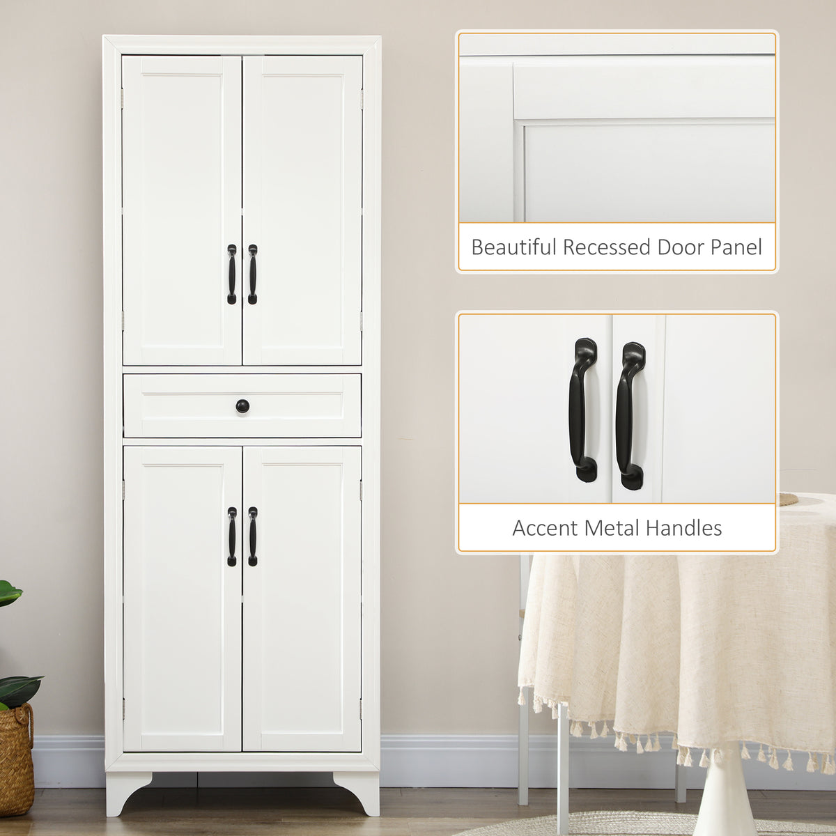Kitchen Pantry Cabinet with 2 Shelves – 24"W x 67"H