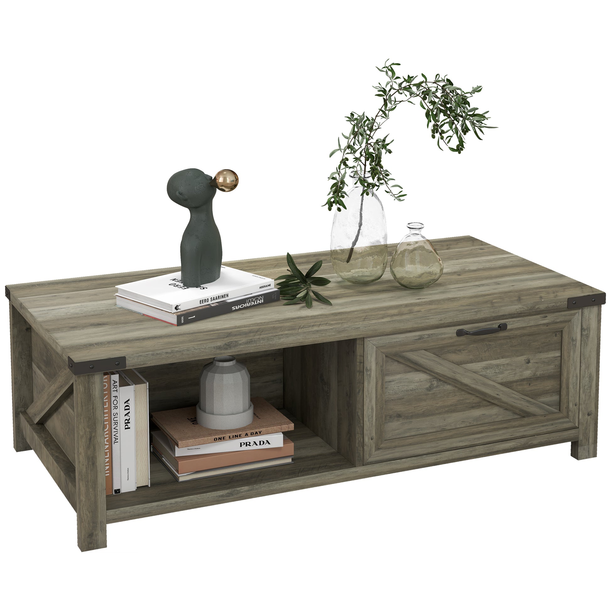 Rustic Farmhouse Coffee Table with Storage