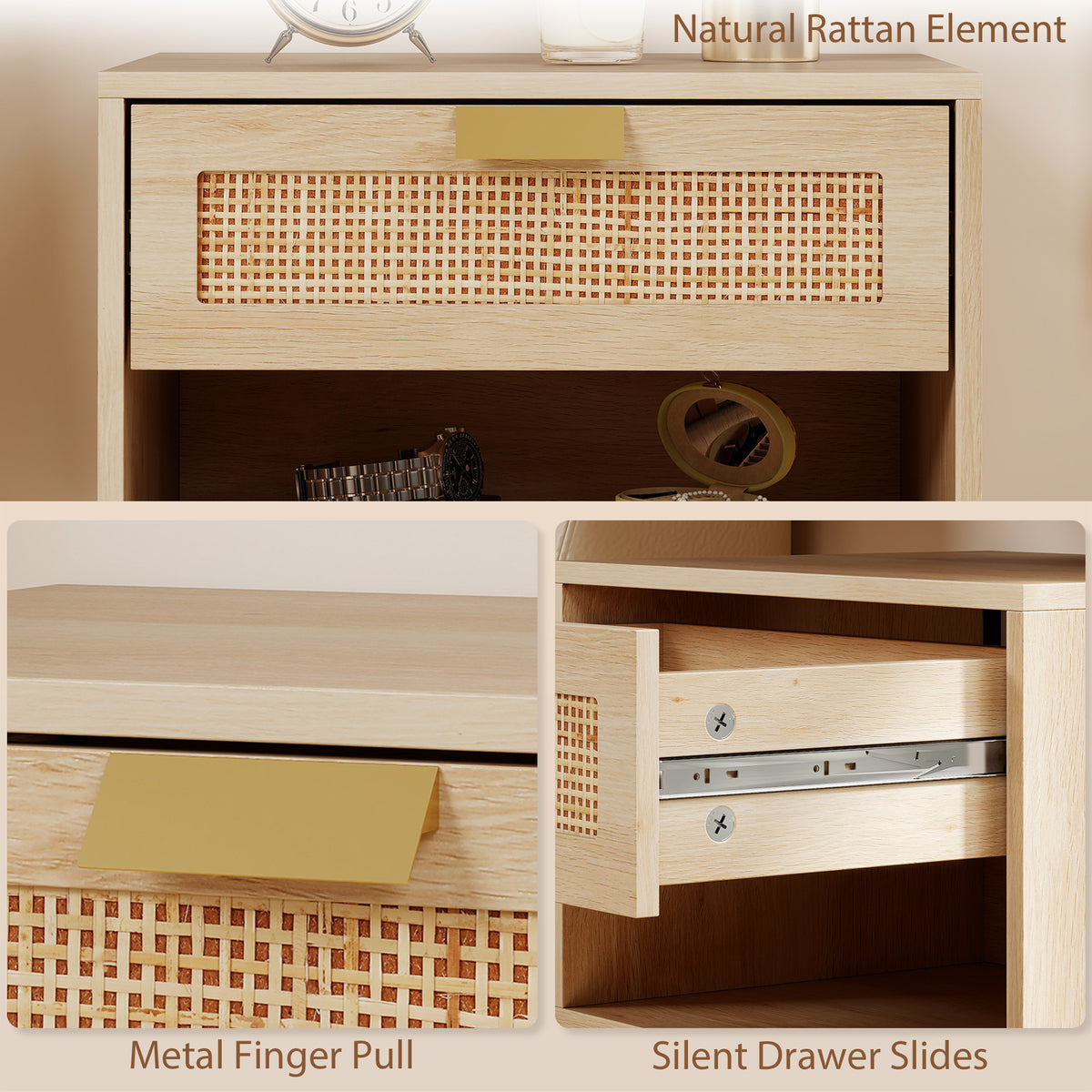Nordic Floating Nightstands with Drawer and Shelf, Set of 2 – 16"W x 10"H