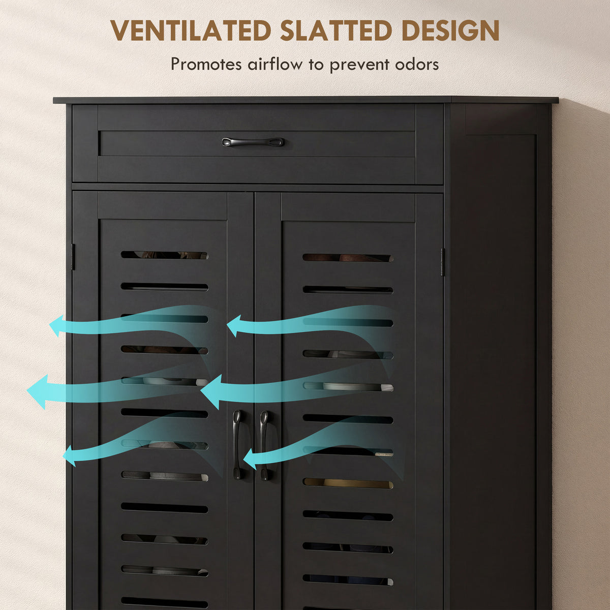 Shoe Cabinet with Louvered Doors – 31"W x 46"H