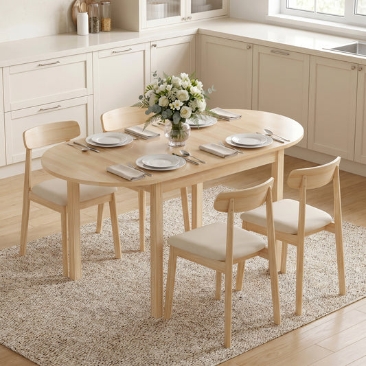 Solid Wood Kitchen Table, Drop Leaf Tables for Small Spaces, Folding Dining Table