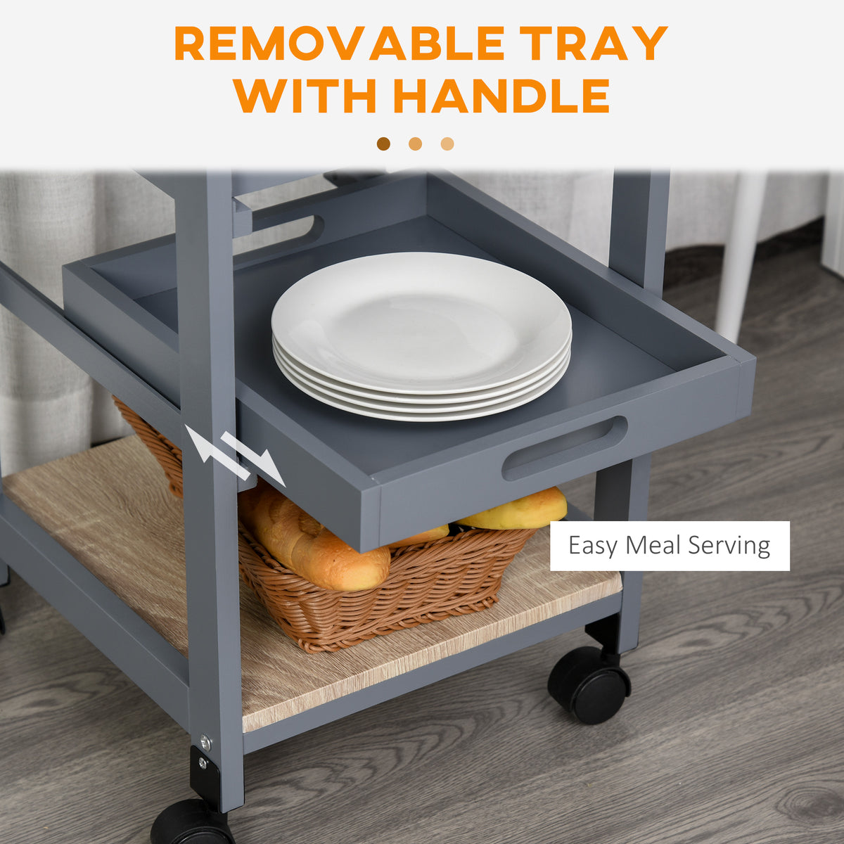 Rolling Kitchen Island Cart with Drawer – 15"W x 32"H