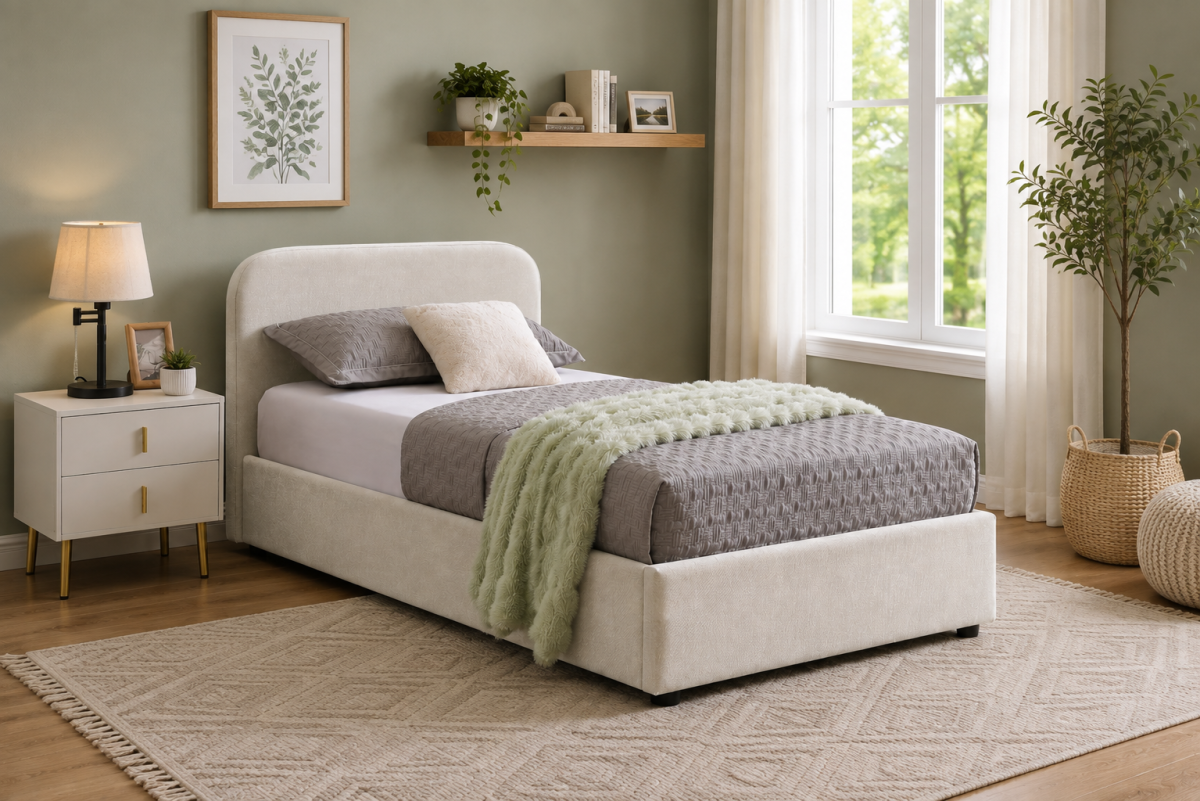 Upholstered Solid Wood Platform Storage Bed