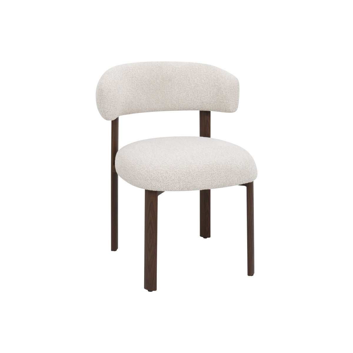 Curved Boucle Dining Chair, Set of 2 – Walnut/Beige