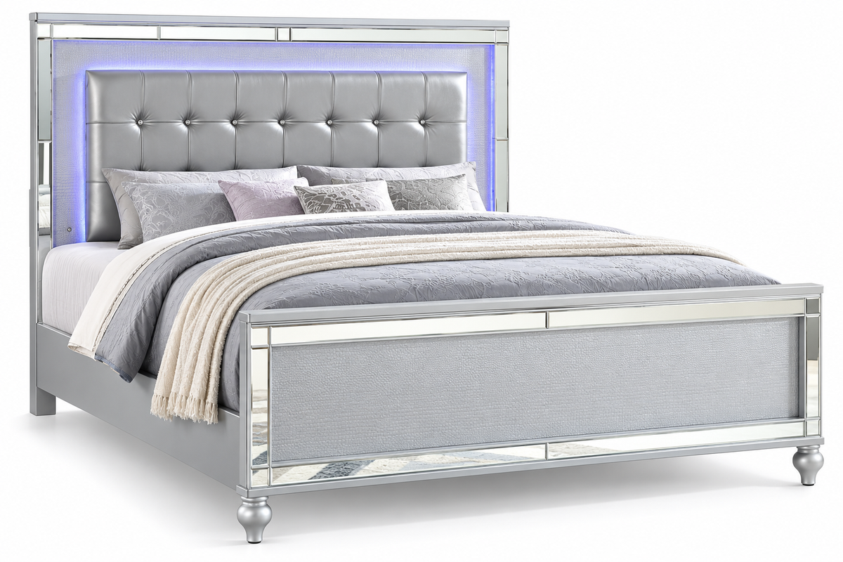 Valerie Bedroom Set – Silver | Modern Queen & King Complete Bedroom Collection