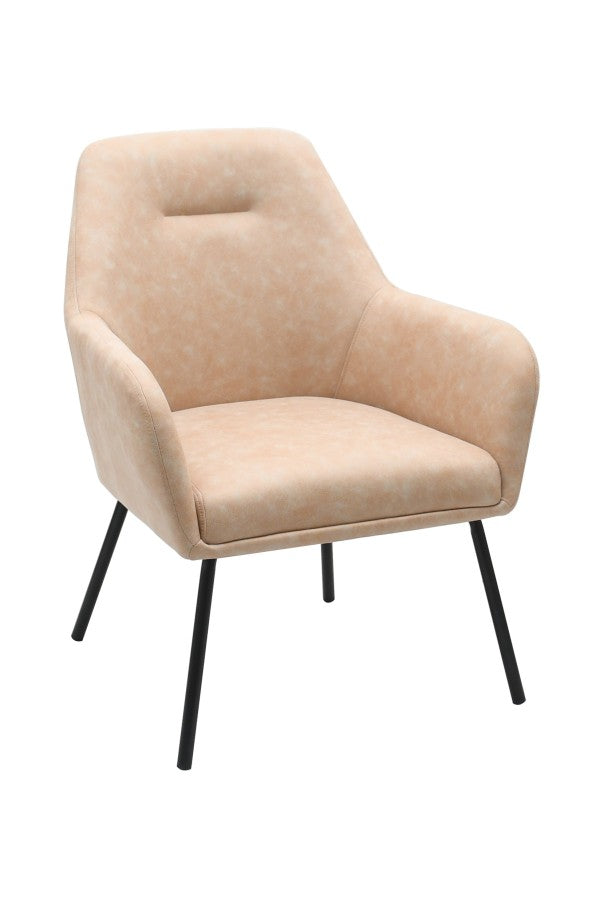 Brassex Vintage Beige Upholstered Dining Chair With Powder-Coated Steel Frame