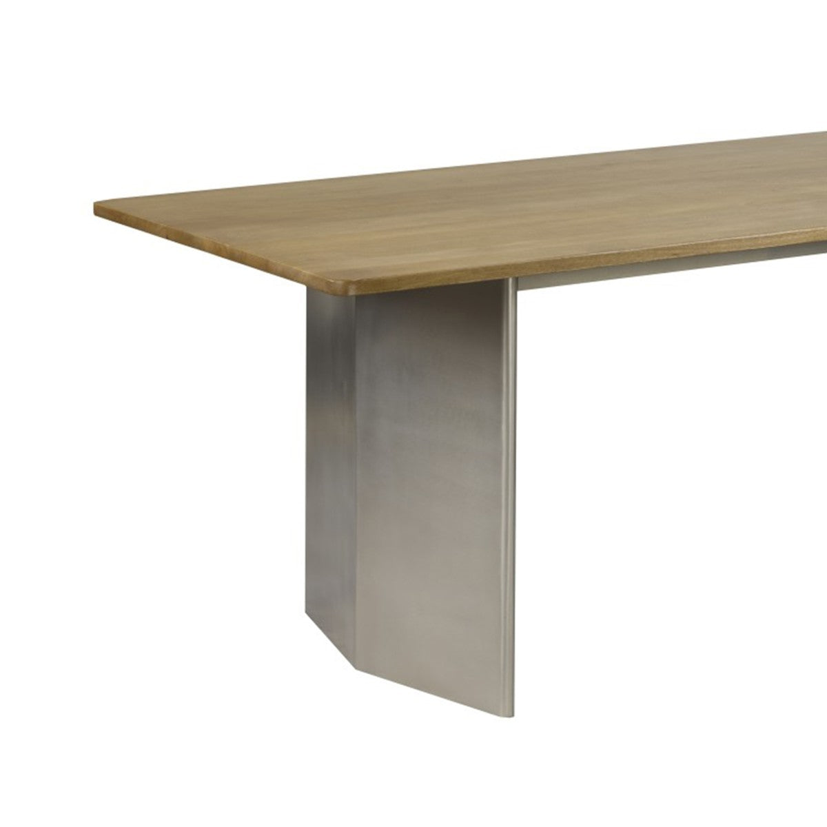 Industrial Mango Wood Dining Table – Oak/Matte Chrome