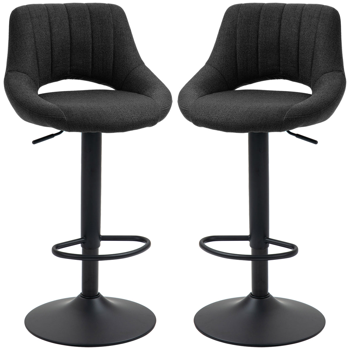 Linen Swivel Counter Stools with Round Metal Base, Set of 2