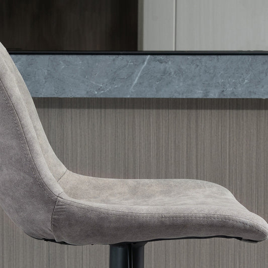 HOMCOM Adjustable Swivel Bar Stools Set of 2, Upholstered Grey Leathaire with Backrest