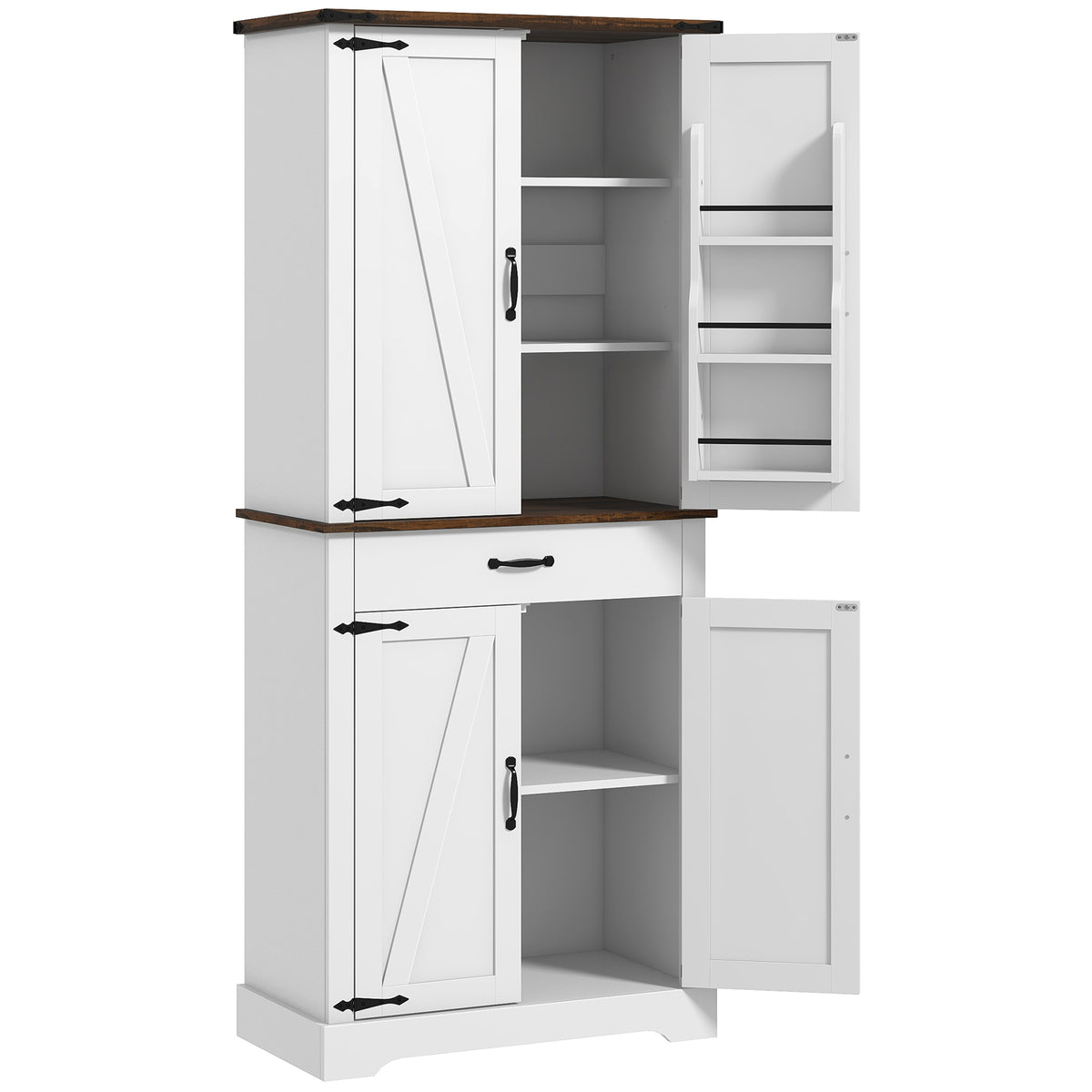 Farmhouse Pantry Cabinet with Barn Doors – 30"W x 71"H