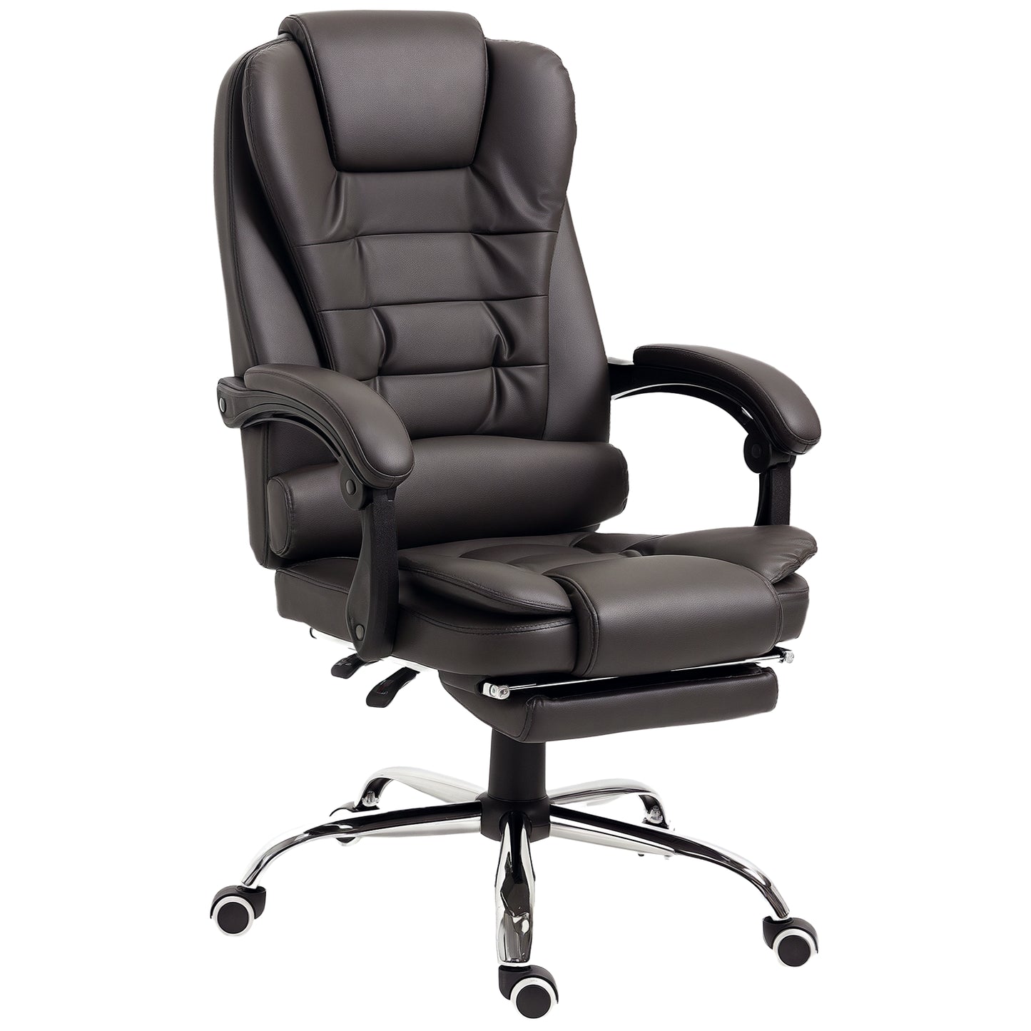 HOMCOM High Back PU Leather Executive Office Chair with Retractable Footrest