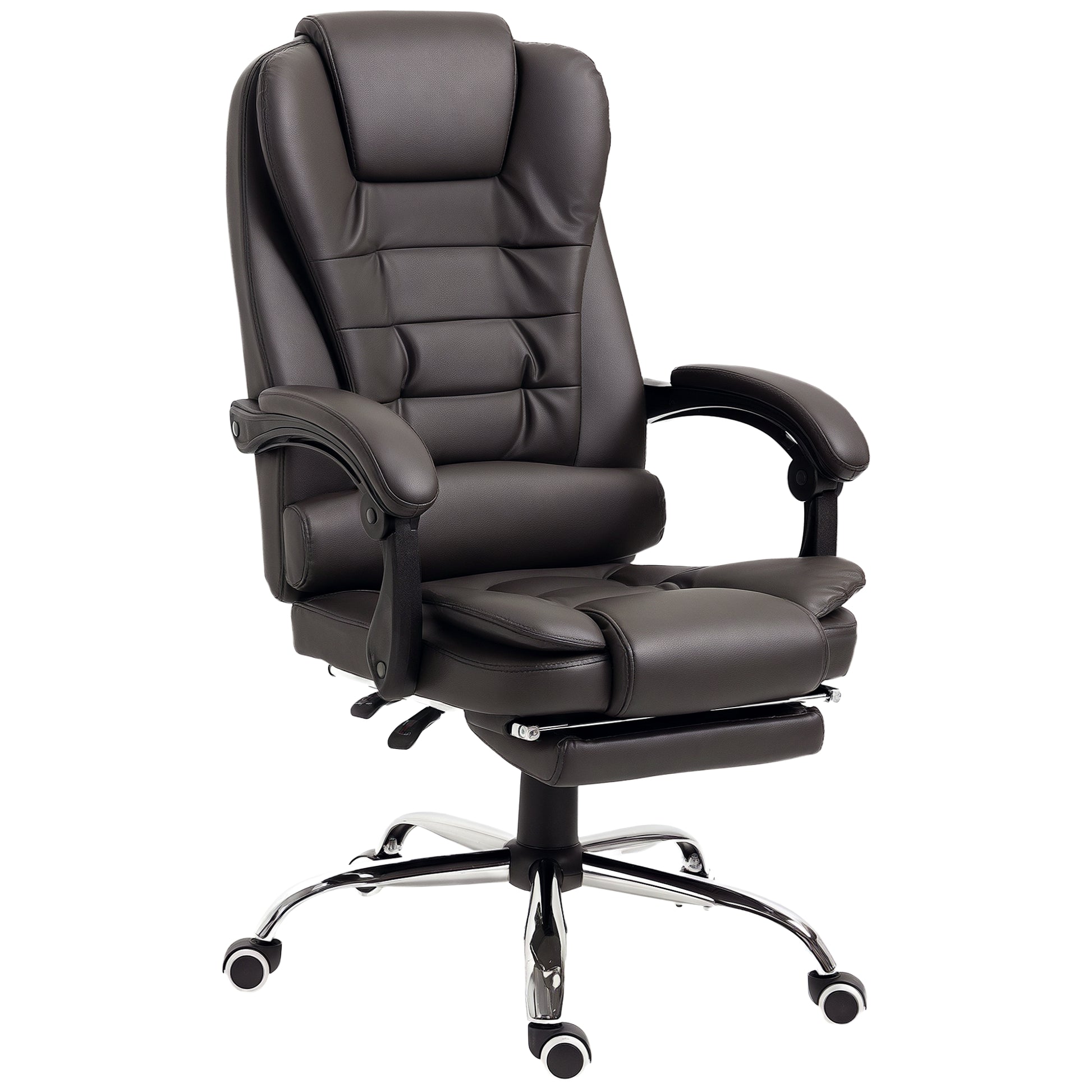 HOMCOM High Back PU Leather Executive Office Chair with Retractable Footrest