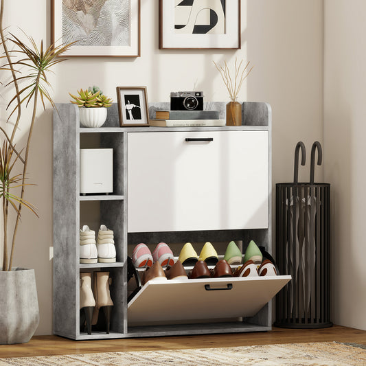 Shoe Cabinet with 2 Flip Drawers – 33"W x 36"H
