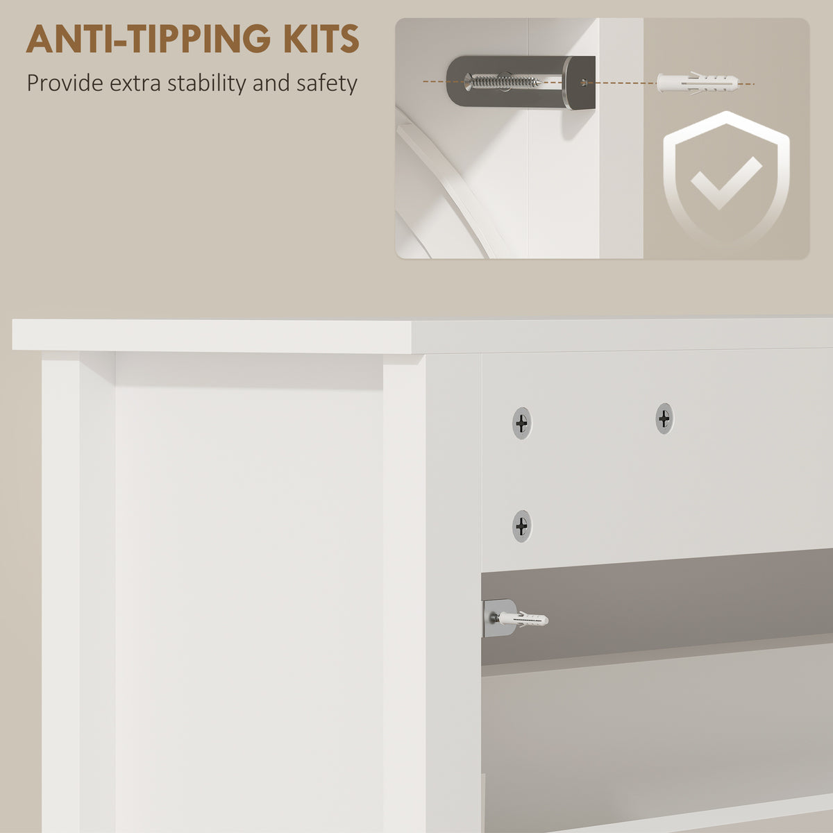 Slim Shoe Cabinet with 3 Flip Drawers – 31"W x 47"H