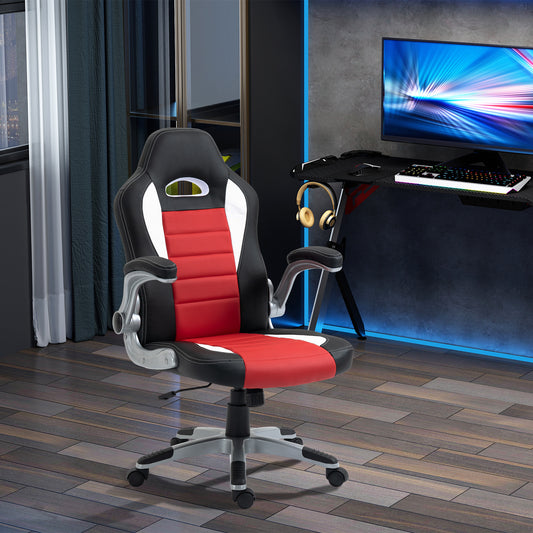 Racing Gaming Chair, PU Leather Executive Computer Desk Chair with Adjustable Height, Red