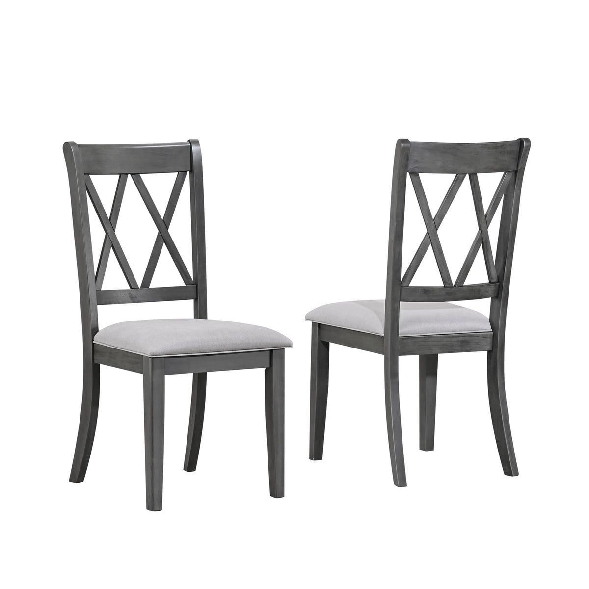 Antique Grey 67" Dining Set with Upholstered Chairs
