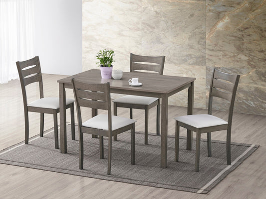 Antique Grey Ladder-Back Dining Set – 48" Table