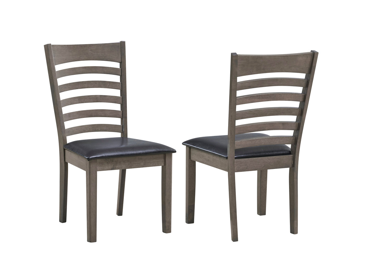 Antique Grey Ladder-Back Dining Chair – Set of 2