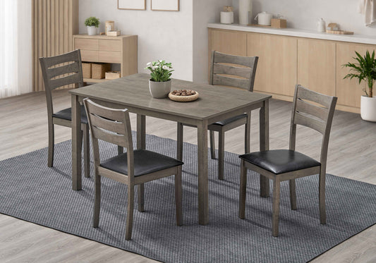 Antique Grey Ladder-Back Dining Set – 48" Table