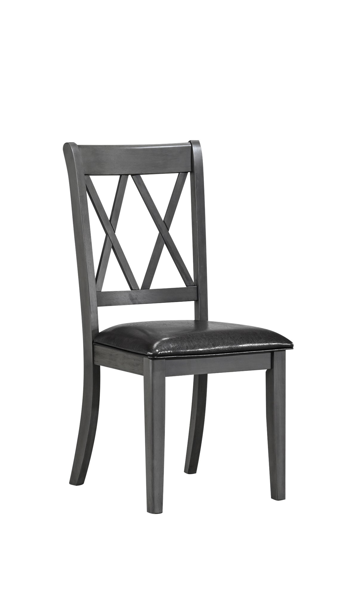 Antique Grey Upholstered High-Back Dining Chair – Set of 2