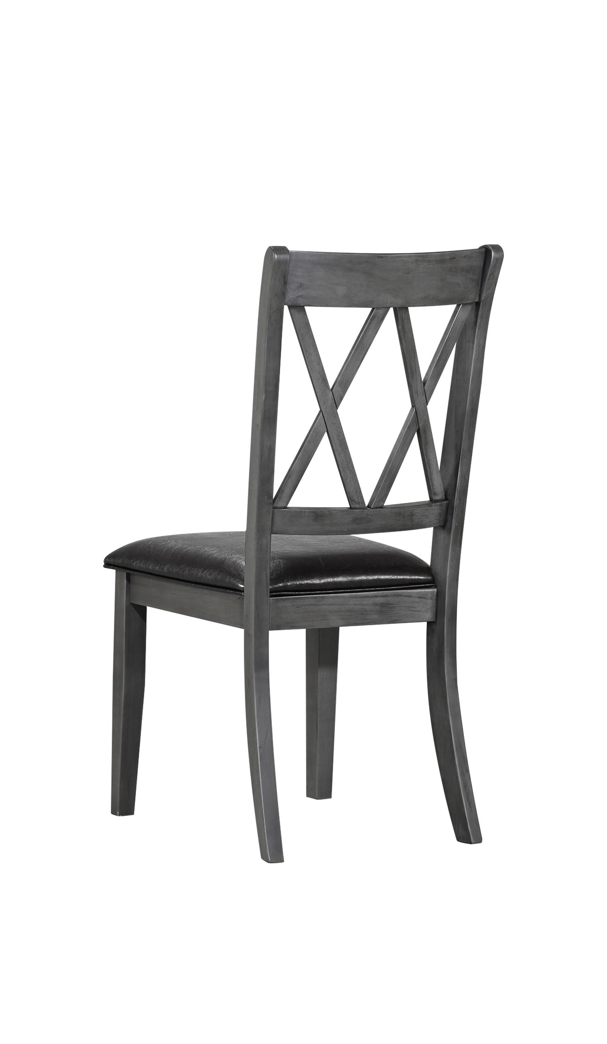 Antique Grey Upholstered High-Back Dining Chair – Set of 2