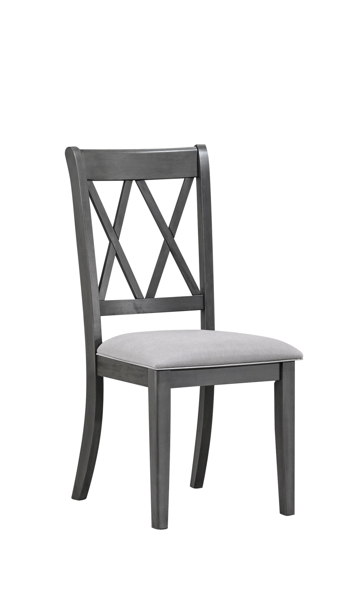 Antique Grey Upholstered High-Back Dining Chair – Set of 2