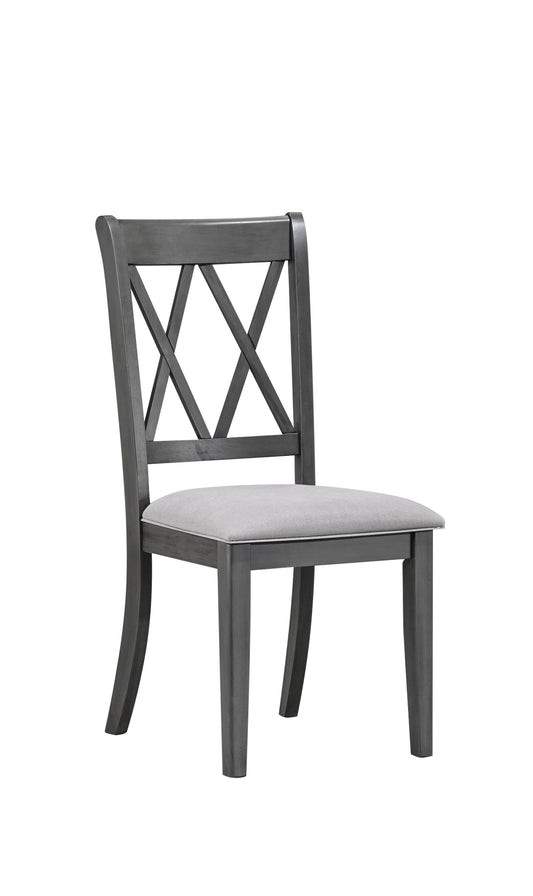 Antique Grey Upholstered High-Back Dining Chair – Set of 2