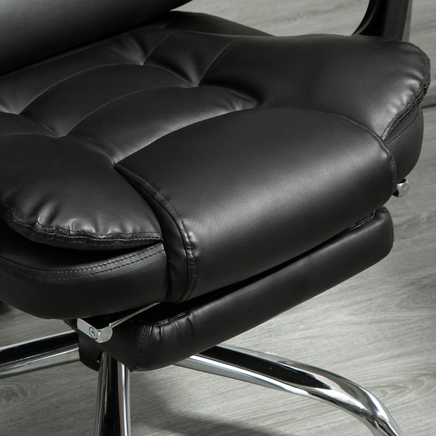 HOMCOM Ergonomic High-Back Executive Office Chair with Retractable Footrest, Black PU Leather