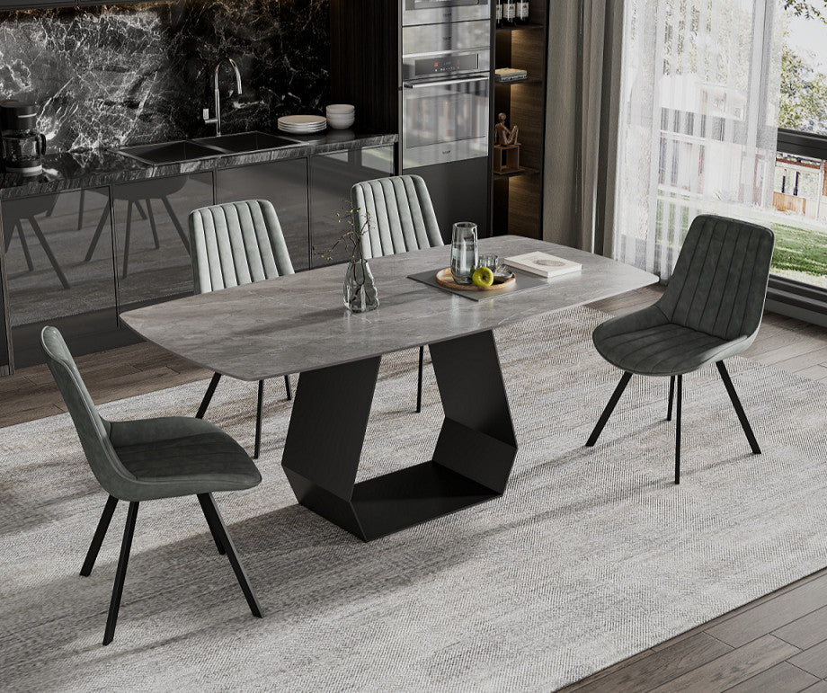 Armani Grey Sintered Stone Dining Set with Carbon Black Base