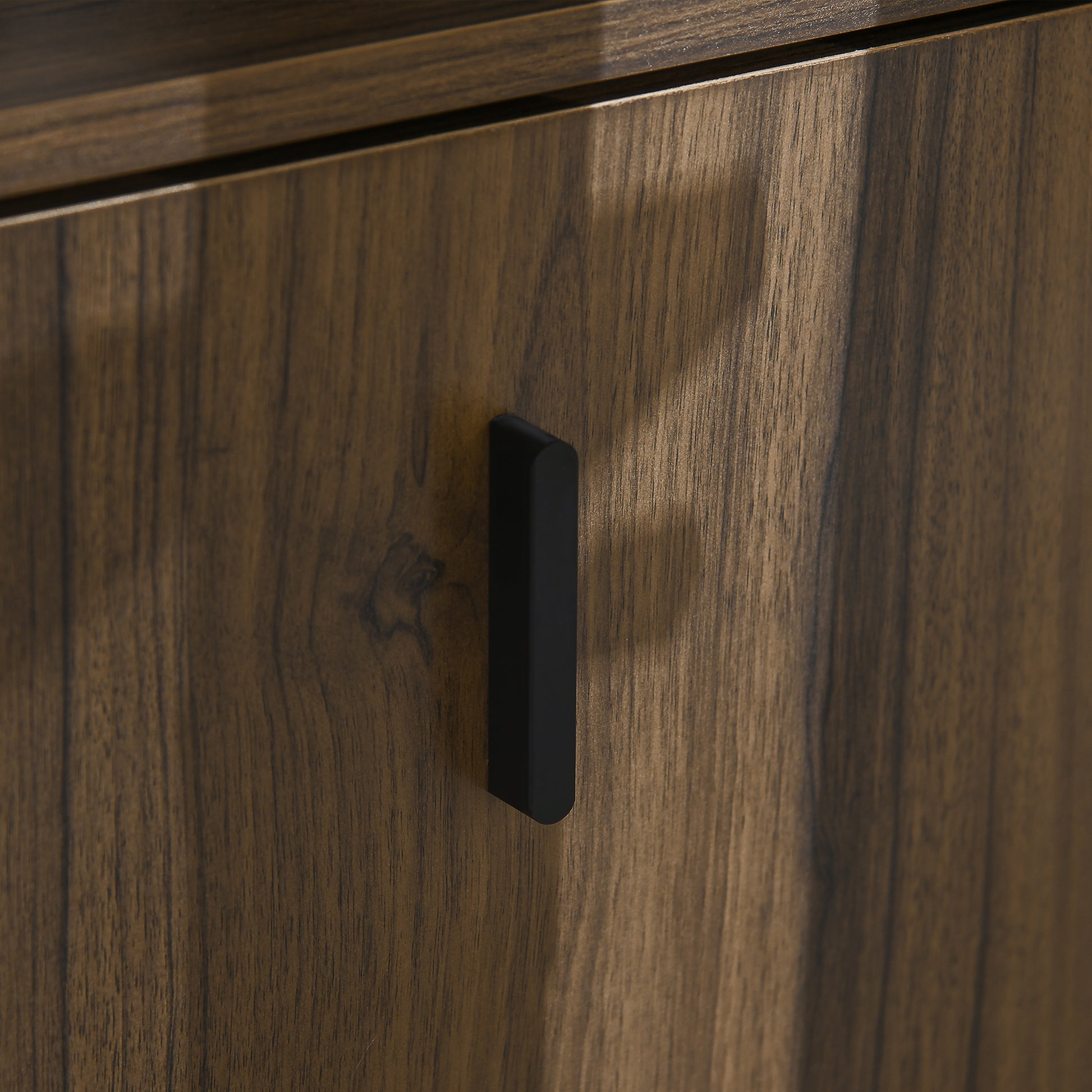 HOMCOM Modern Walnut Shoe Storage Cabinet, 2 Flip Drawers, Adjustable Shelves