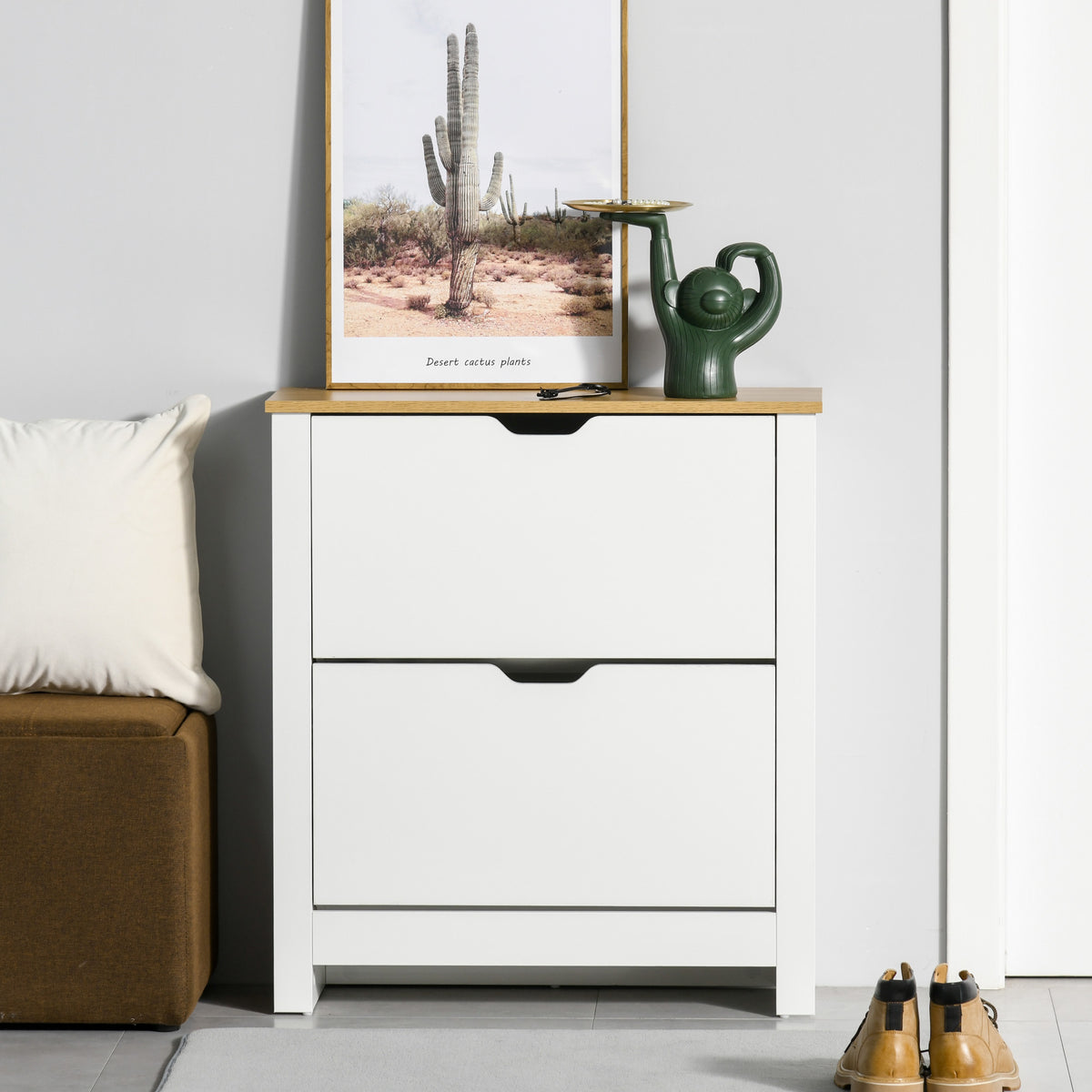 Shoe Storage Cabinet with 2 Flip Drawers – 28"W x 31"H