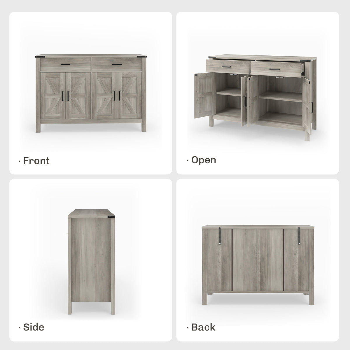 Farmhouse Kitchen Storage Cabinet with 2 Drawers and Shelves – 47"W x 33"H