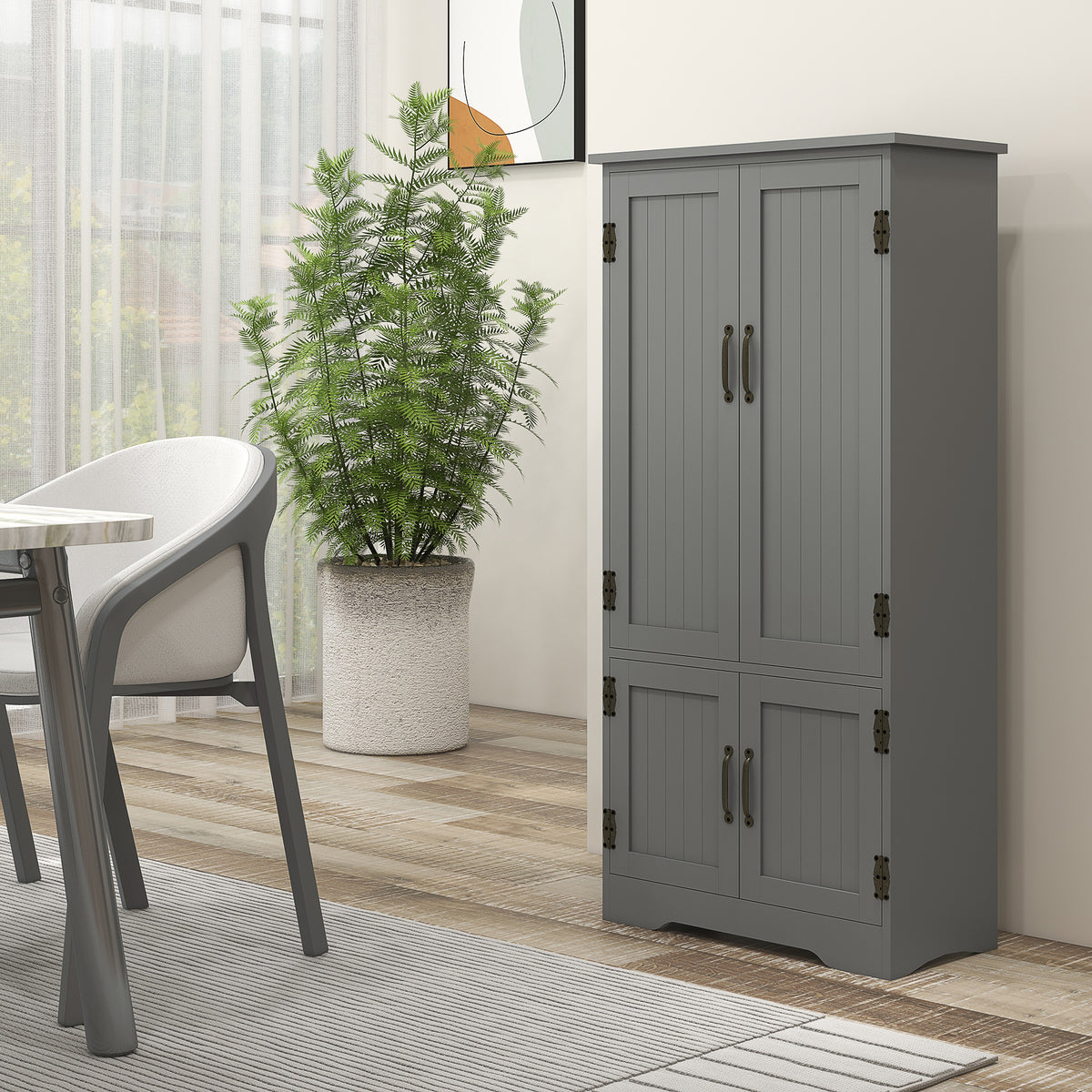 4-Door Pantry Storage Cabinet with Adjustable Shelves – 24"W x 48"H