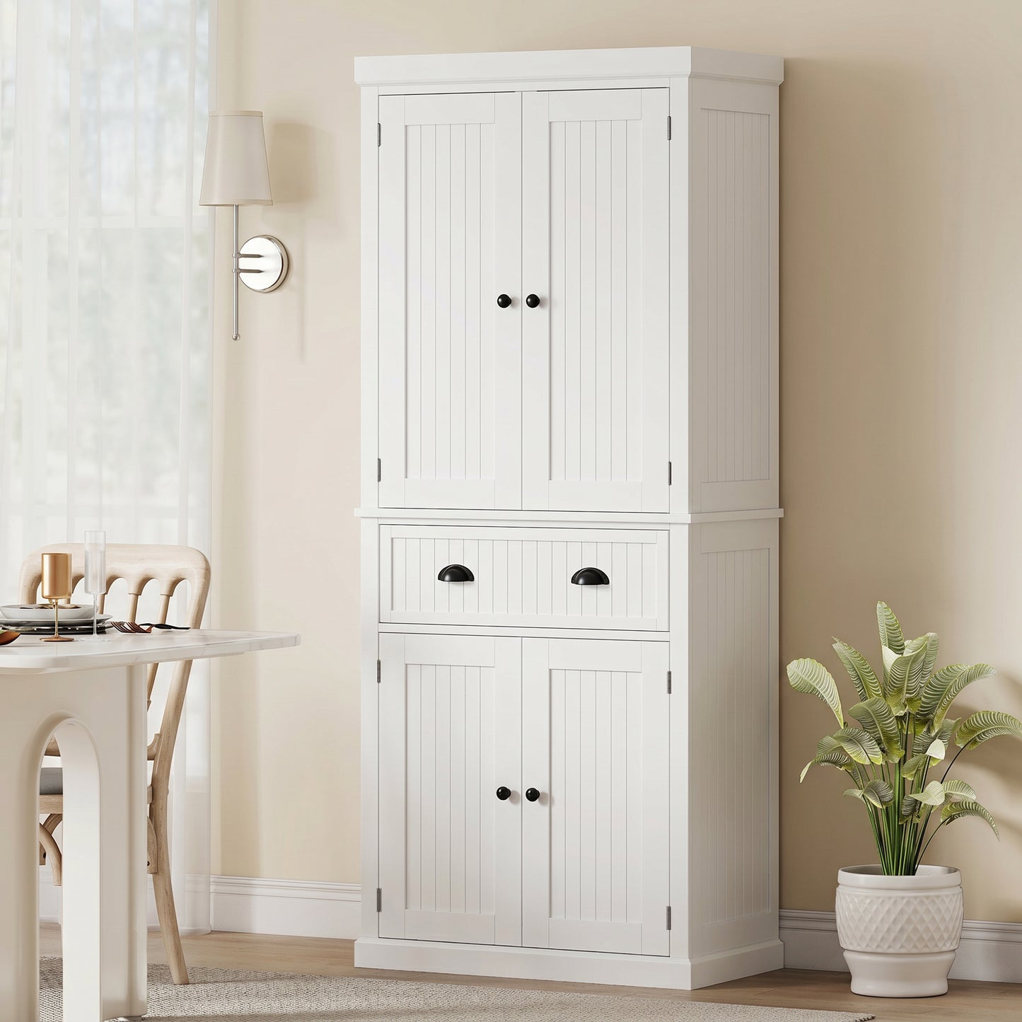 HOMCOM 72" Kitchen Pantry, Freestanding Storage Cabinet with Drawer, Doors, White