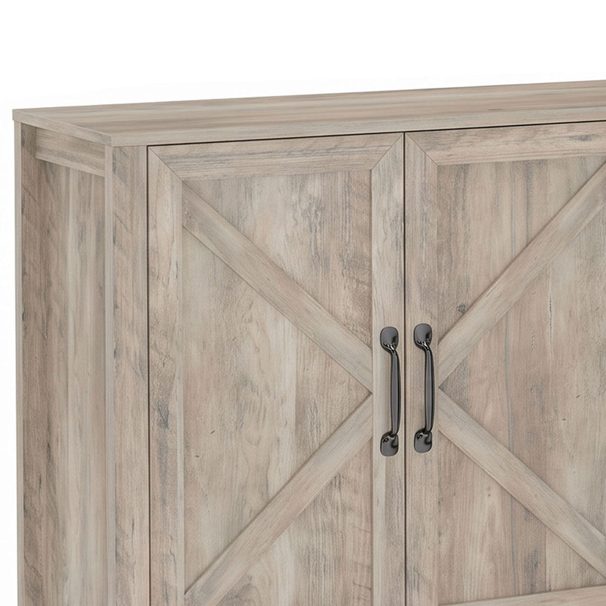 60" Sideboard Buffet with Barn Doors, Light Grey