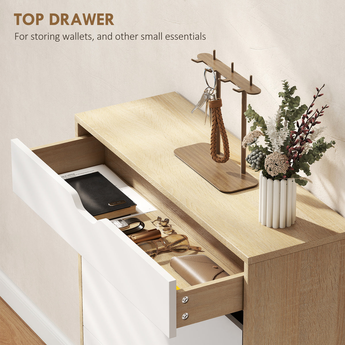 Narrow Shoe Cabinet for Entryway with 2 Flip Drawers – 28"W x 39"H