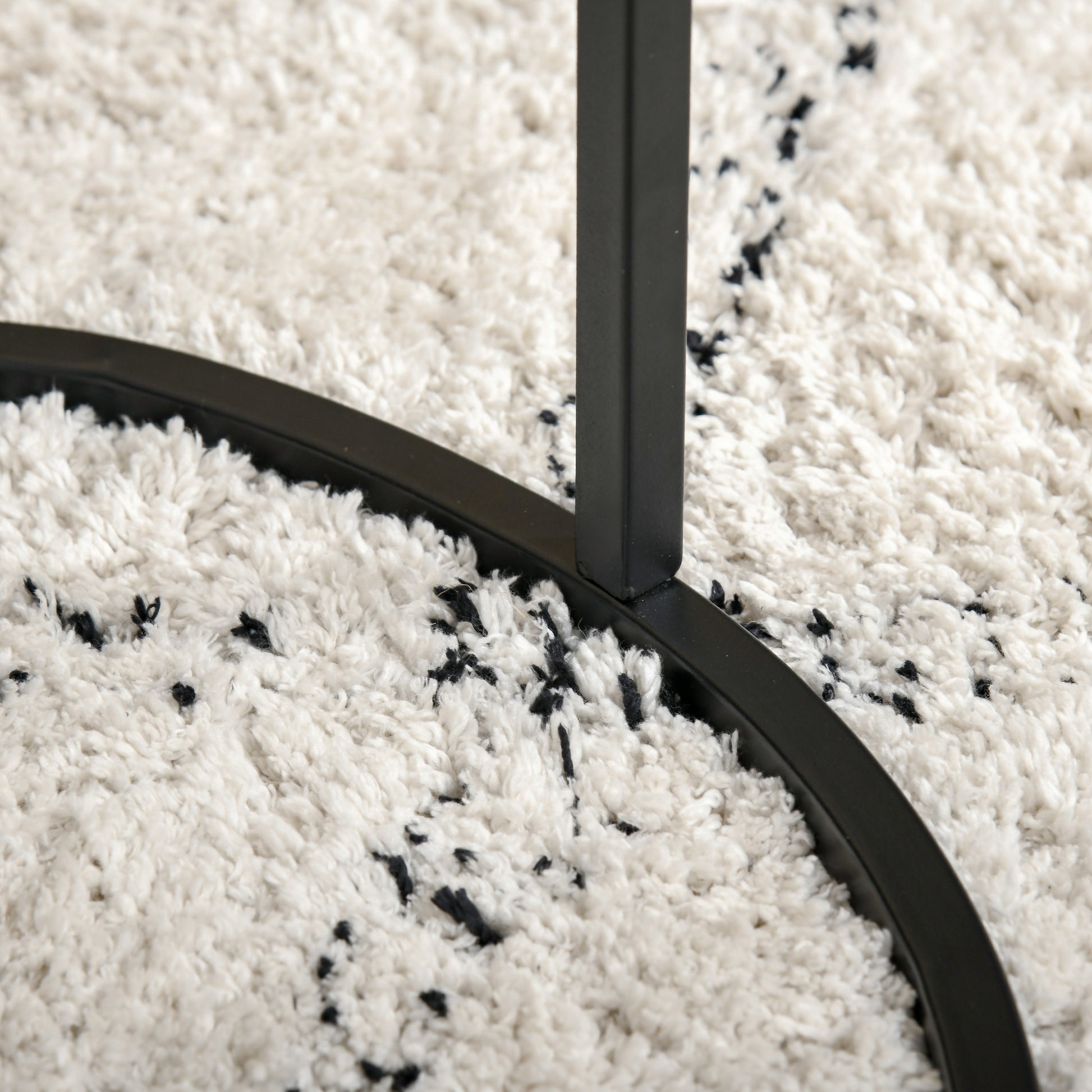 Modern Black Nesting Coffee Tables Set: Round Tempered Glass Top