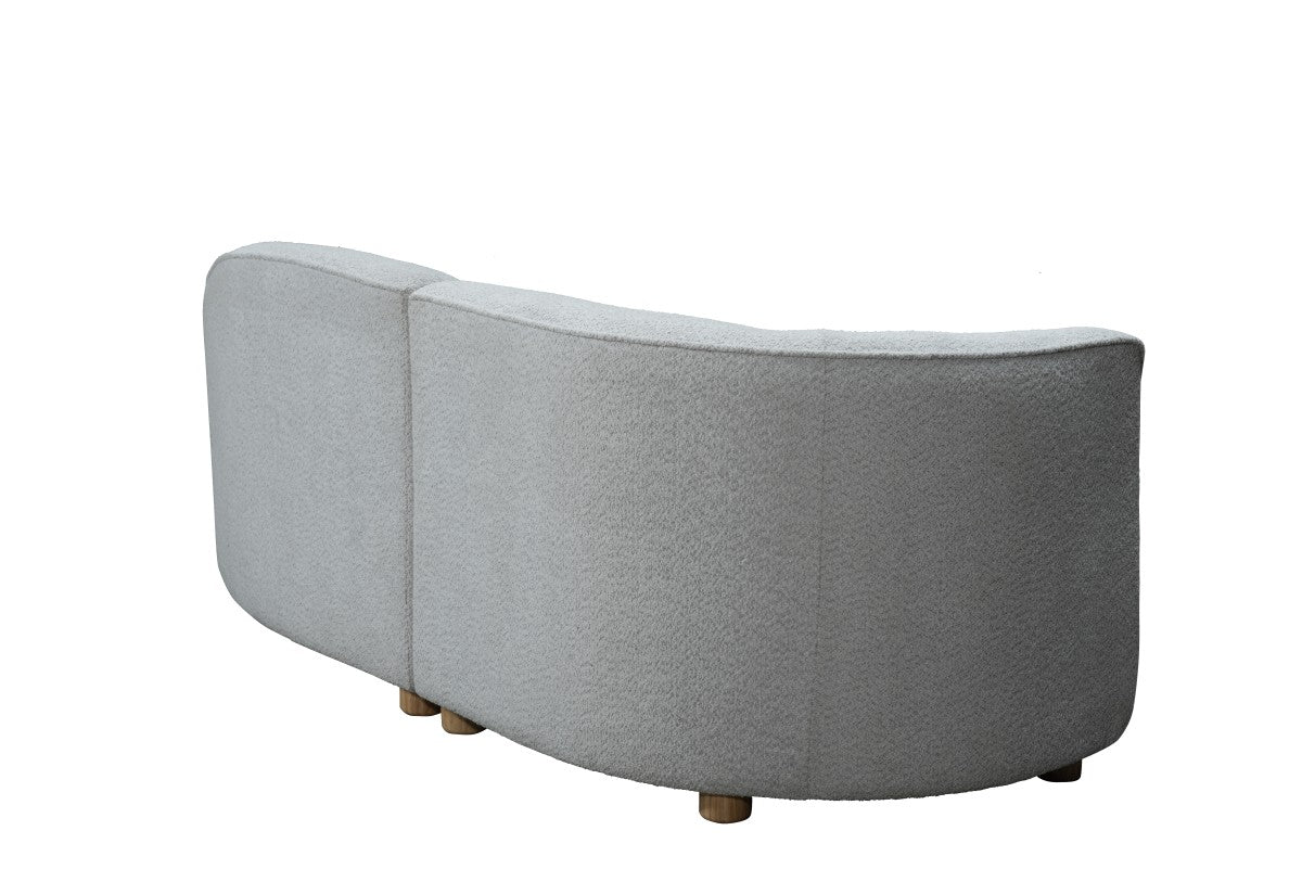 Sofia Beige Contemporary Curved Frame Sofa Chaise, Plush Polyester Fabric, Metal Legs