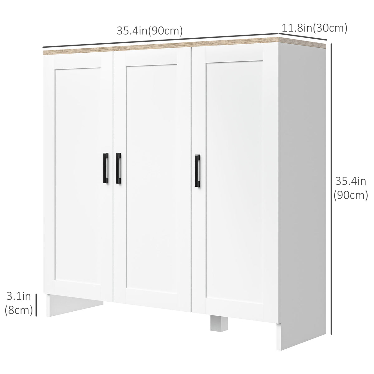 35" Modern Sideboard Cabinet with 3 Doors