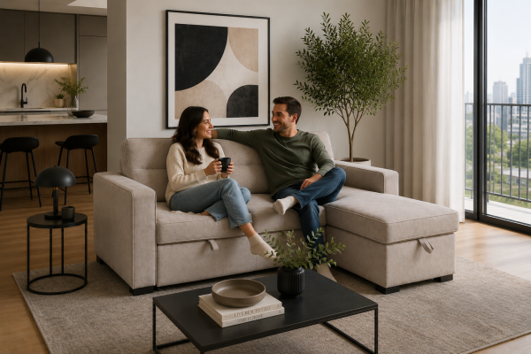 Brassex Sectional Sleeper Taupe Reversible Chaise