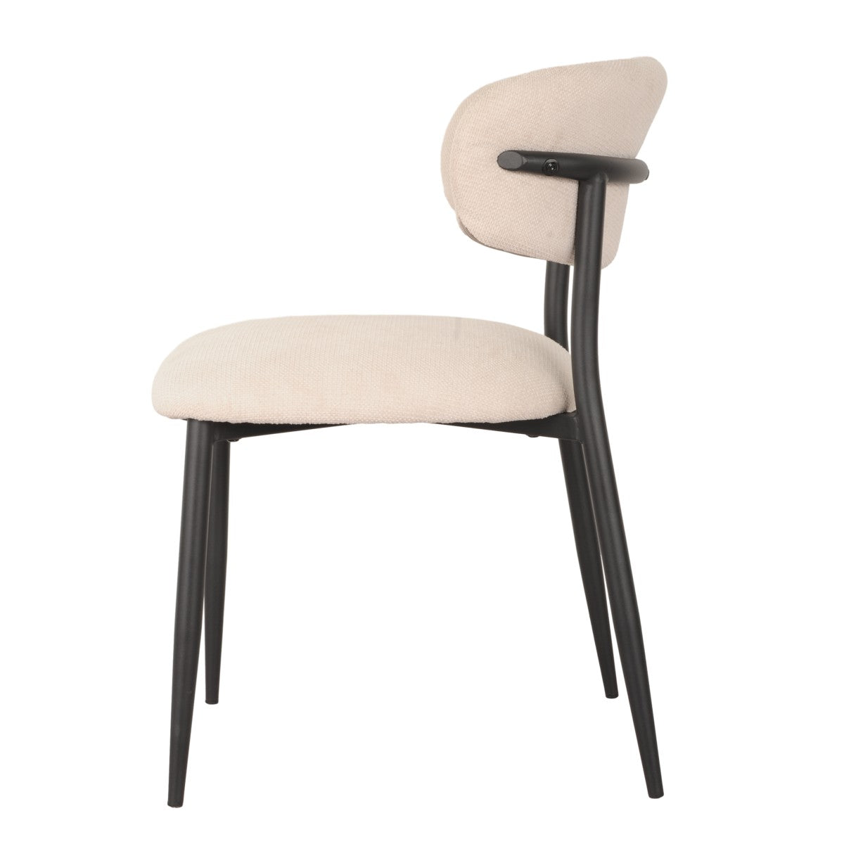 Modern Gianna Beige Fabric Dining Chairs Set of 2 with Metal Legs