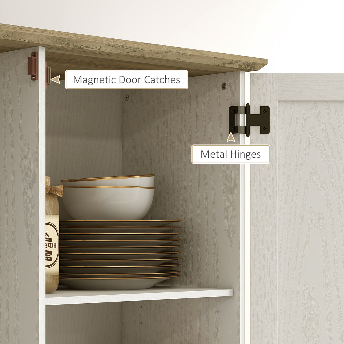 Tall Kitchen Pantry Cabinet with Door Shelves and Adjustable Shelves – 32"W x 70"H