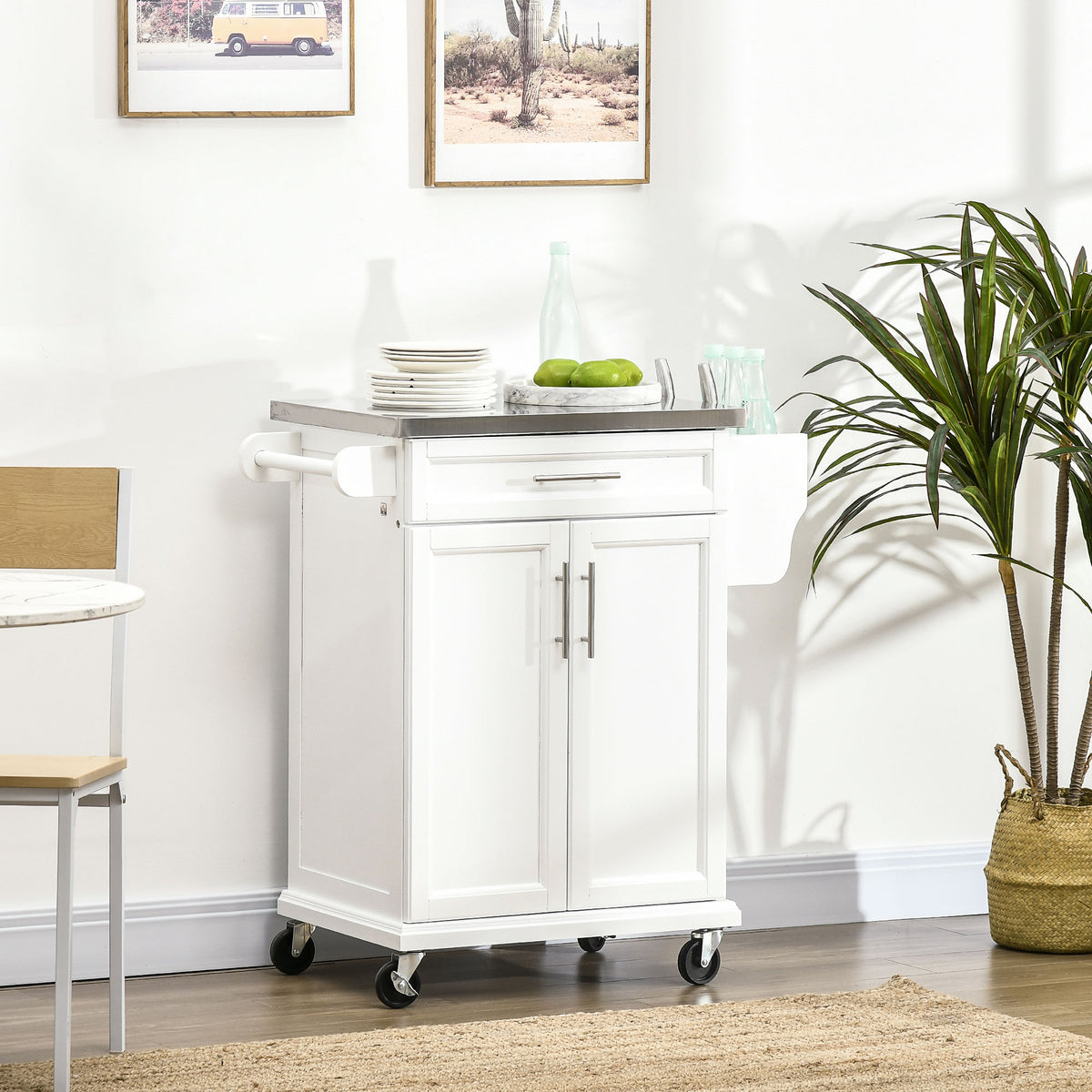 Kitchen Island with Stainless Steel Top – 33"W x 36"H