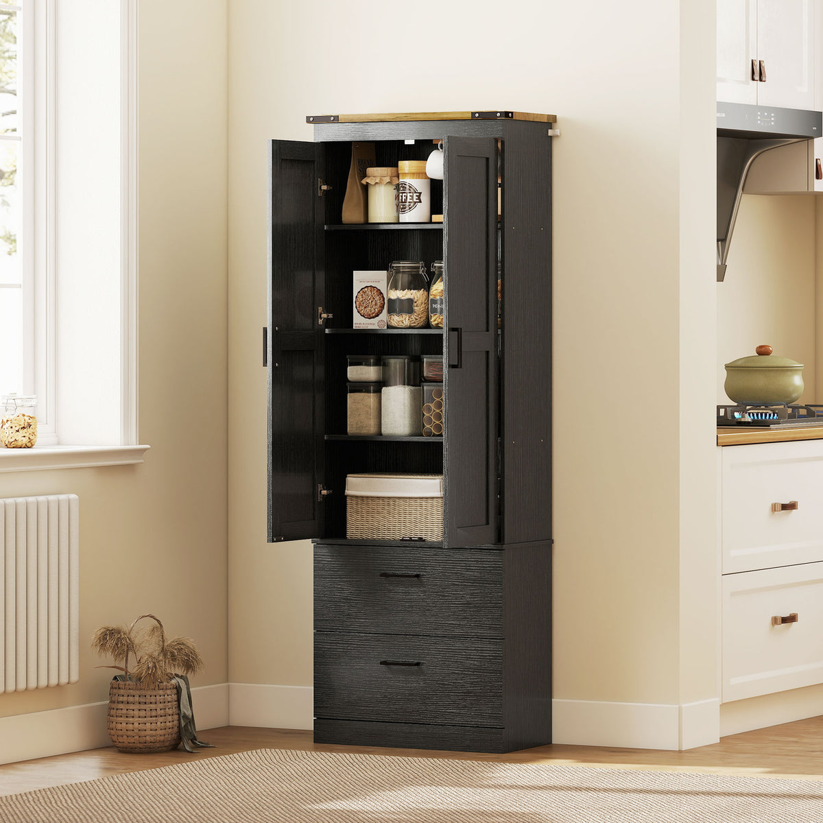 Kitchen Pantry Cabinet with Doors – 24"W x 67"H