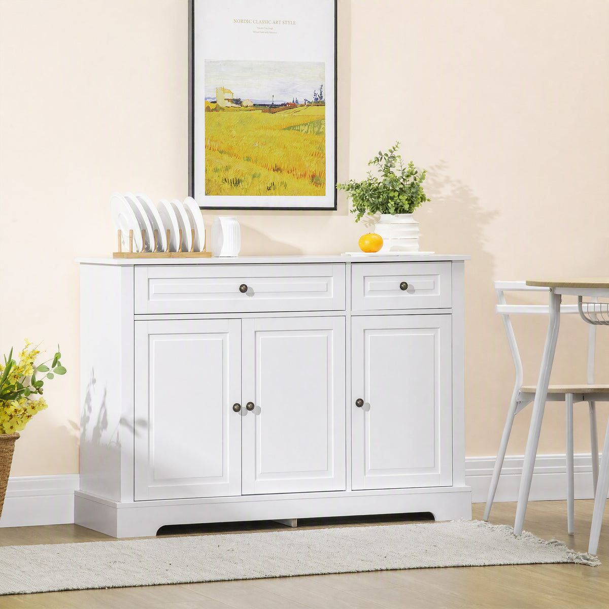 Buffet Cabinet with 2 Drawers and Adjustable Shelves – 45"W x 32"H