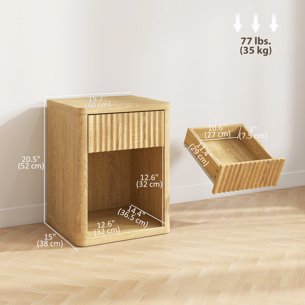 Nightstands with Drawer and Open Shelf, Set of 2 – 16"W x 20"H