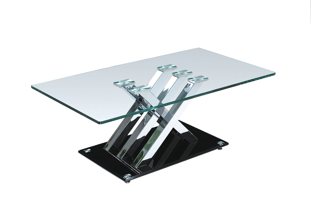 Glass Coffee Table – Silver/Black