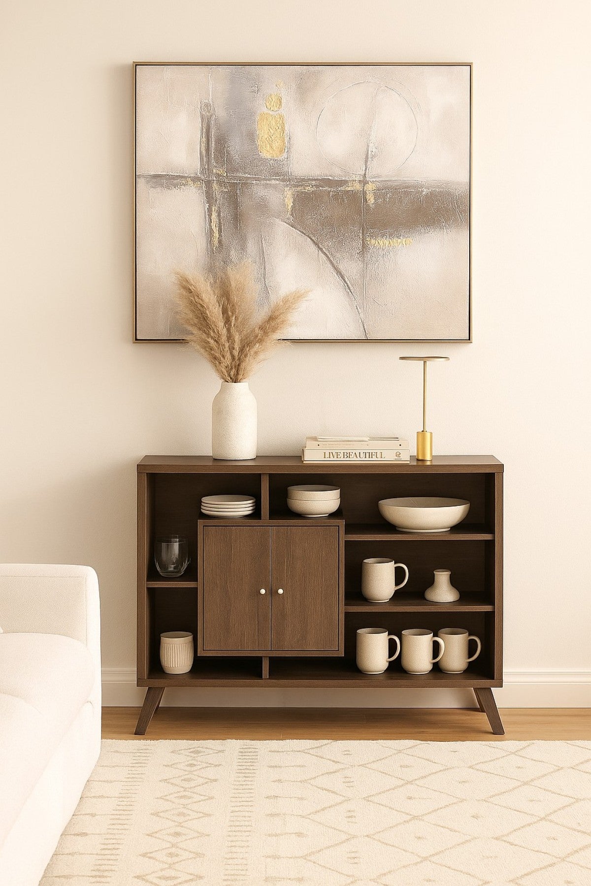 Mid-Century Buffet/Server – Walnut Oak