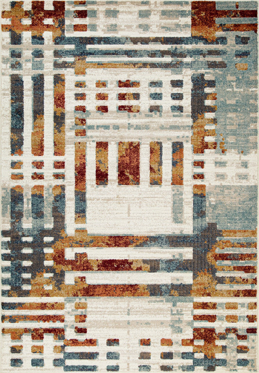 Distressed Jute Area Rug – Cream/Grey/Brown