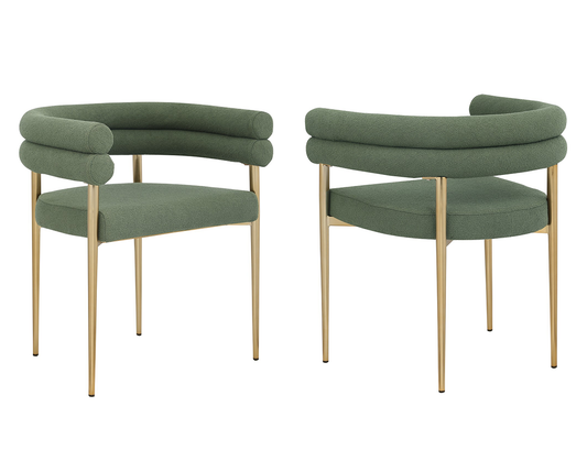 Dining Chair, Set of 2 – Green/Gold